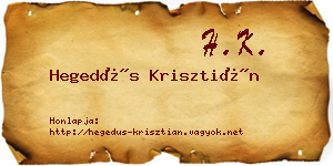 Hegedűs Krisztián névjegykártya